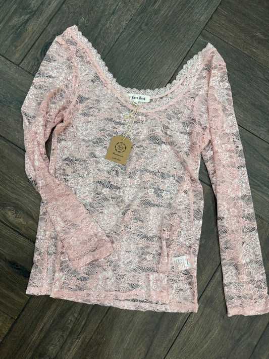 Rare Bird- Lace Layer Shirt (Pink)