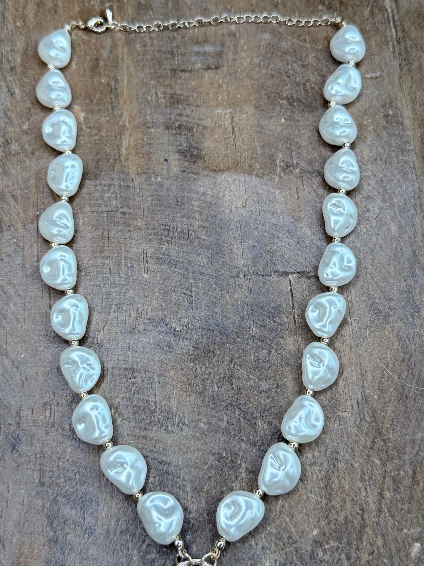 Faux Pearl and Nautilus Shell Necklace