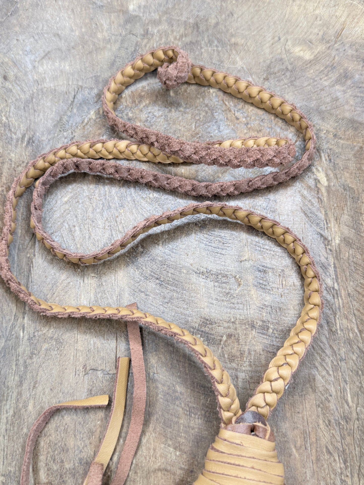 A Rare Bird- Turquoise Braided Leather Fringe Necklace