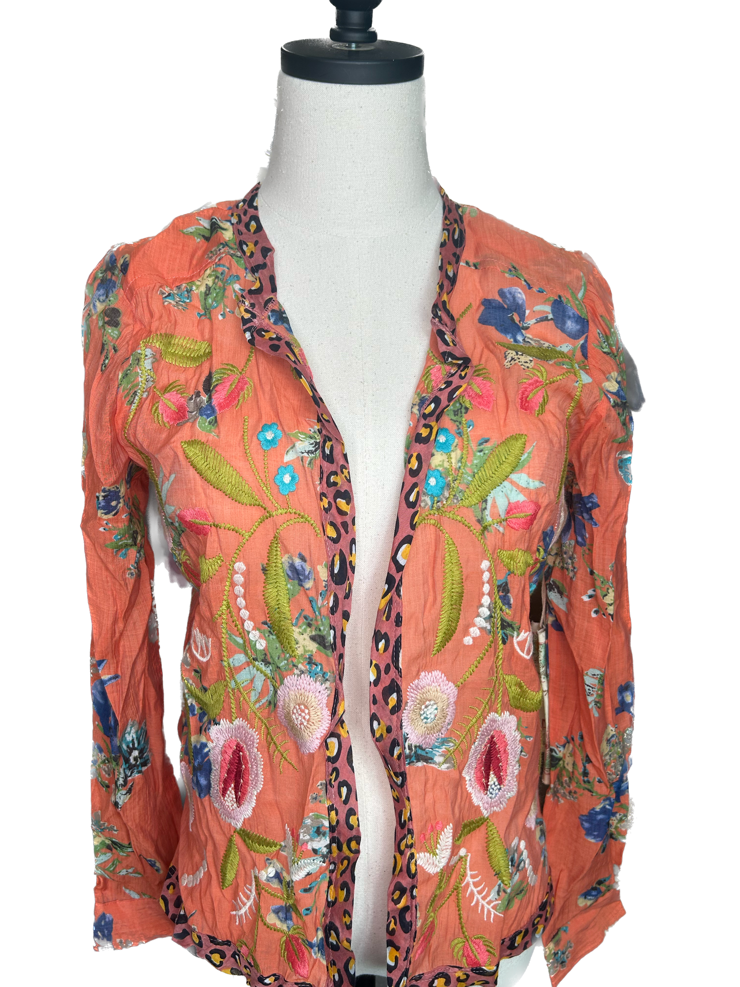 Aratta- Floral And Cheetah Short Cardigan *Final Sale*