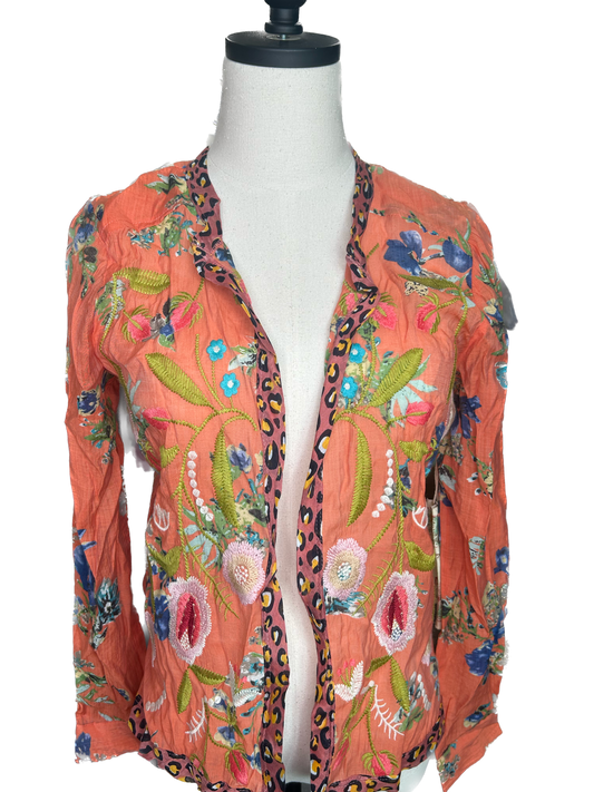Aratta- Floral And Cheetah Short Cardigan *Final Sale*