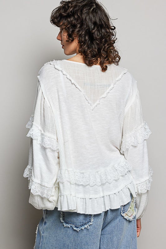 POL- Ruffled Top *Final Sale* (Off White)