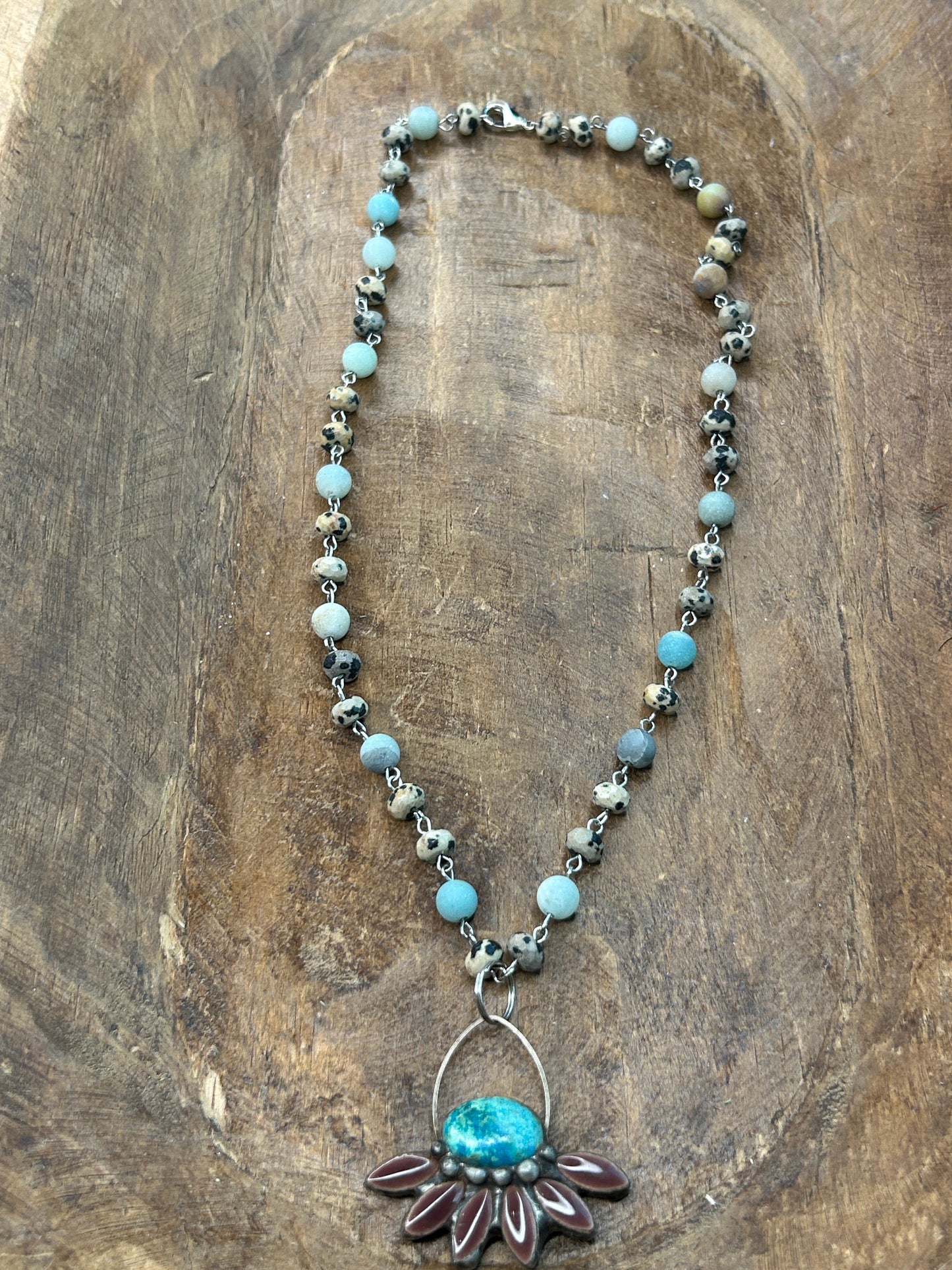 Harley and Maude- Soldered Turquoise and Ceramic Necklace