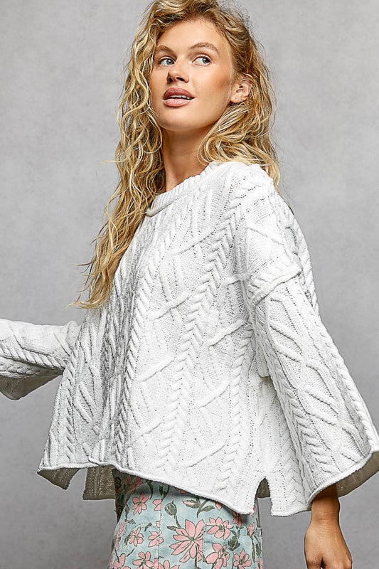 POL- 3/4 Sleeve Sweater (Off White)  PREORDER *Final Sale*