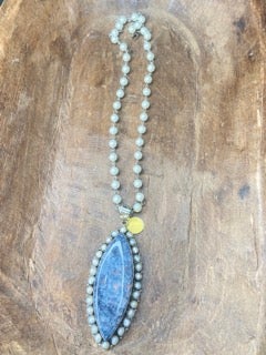 Diamond Shaped Larvikite Pearl Necklace