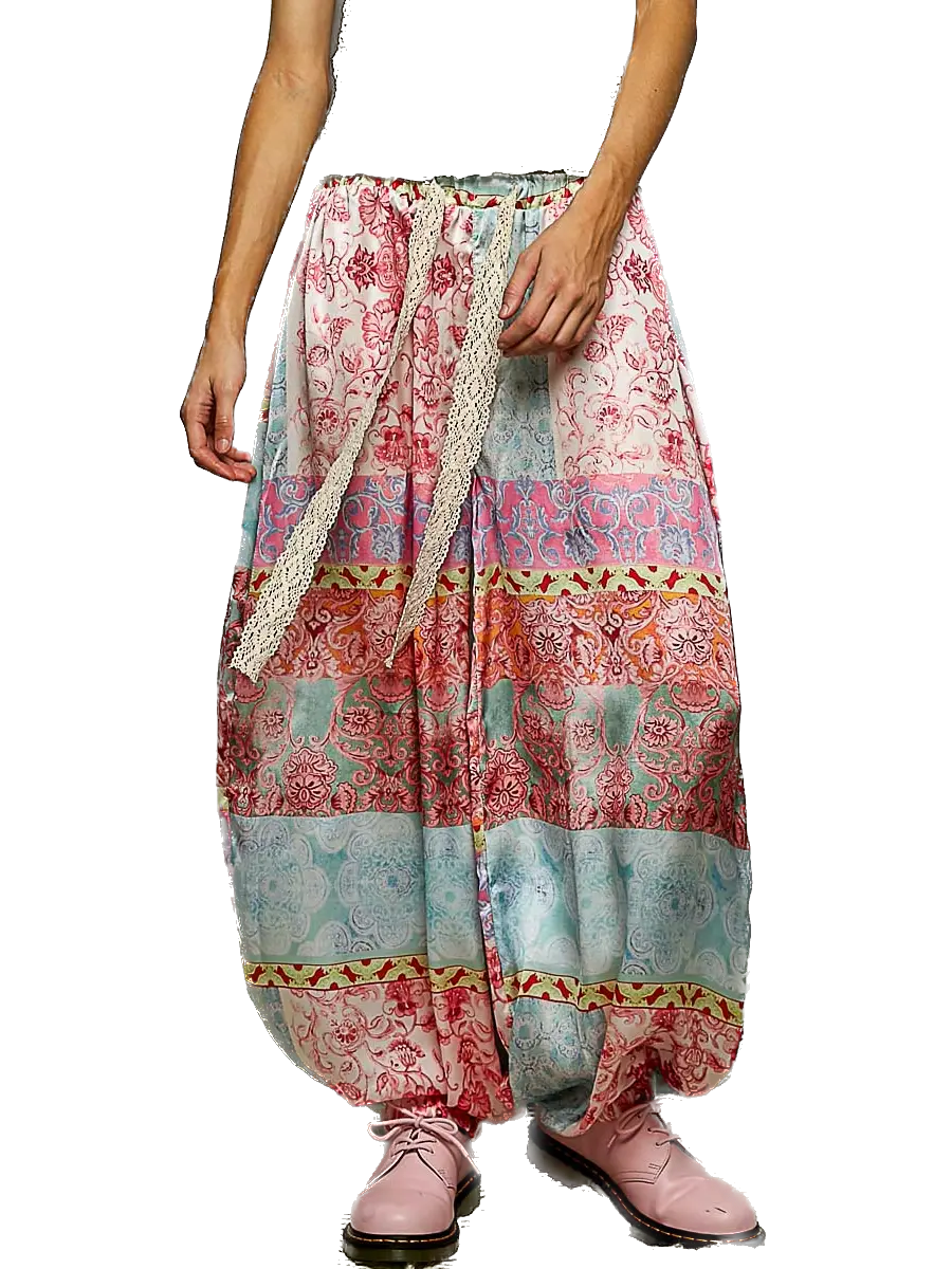 POL- Paisley Print Joggers (Pink Multi)