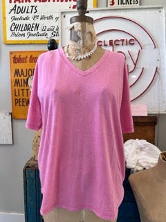 FINAL SALE!!! Easel- V-Neck Tee (Bubble Gum)