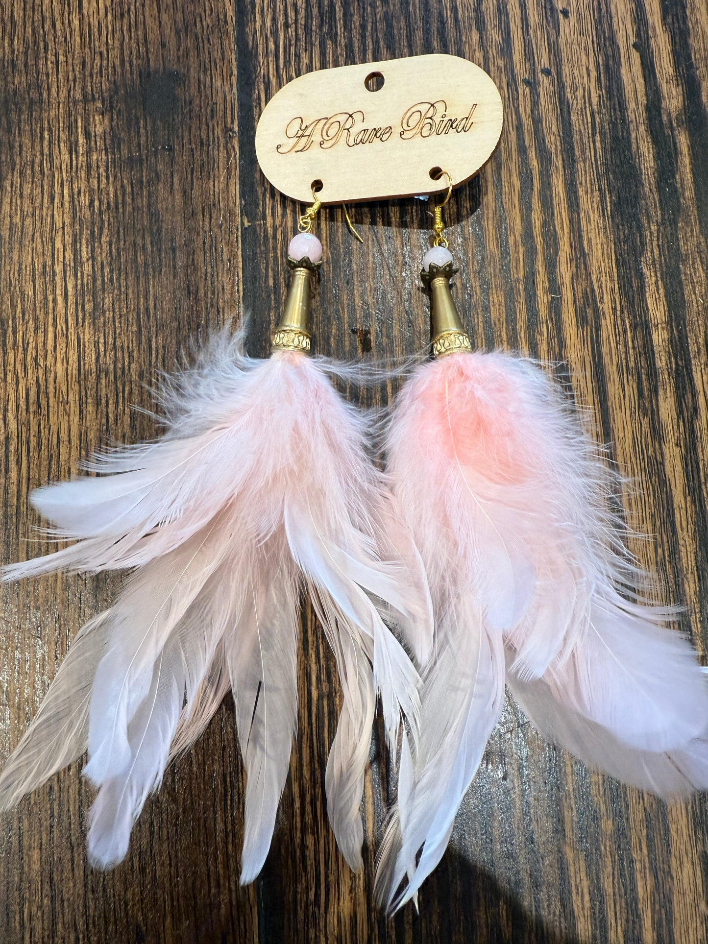 A Rare Bird-a Pale Pink Feather Earrings