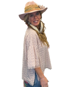 EASEL - Popcorn Knit 3/4 Sleeve Top (V.Rose) *Final Sale*