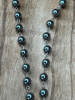 Tibetan Silver Garnet in Limestone Necklace A