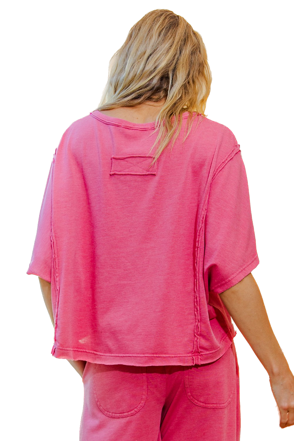 Mineral Washed Boxy Top (Strawberry)
