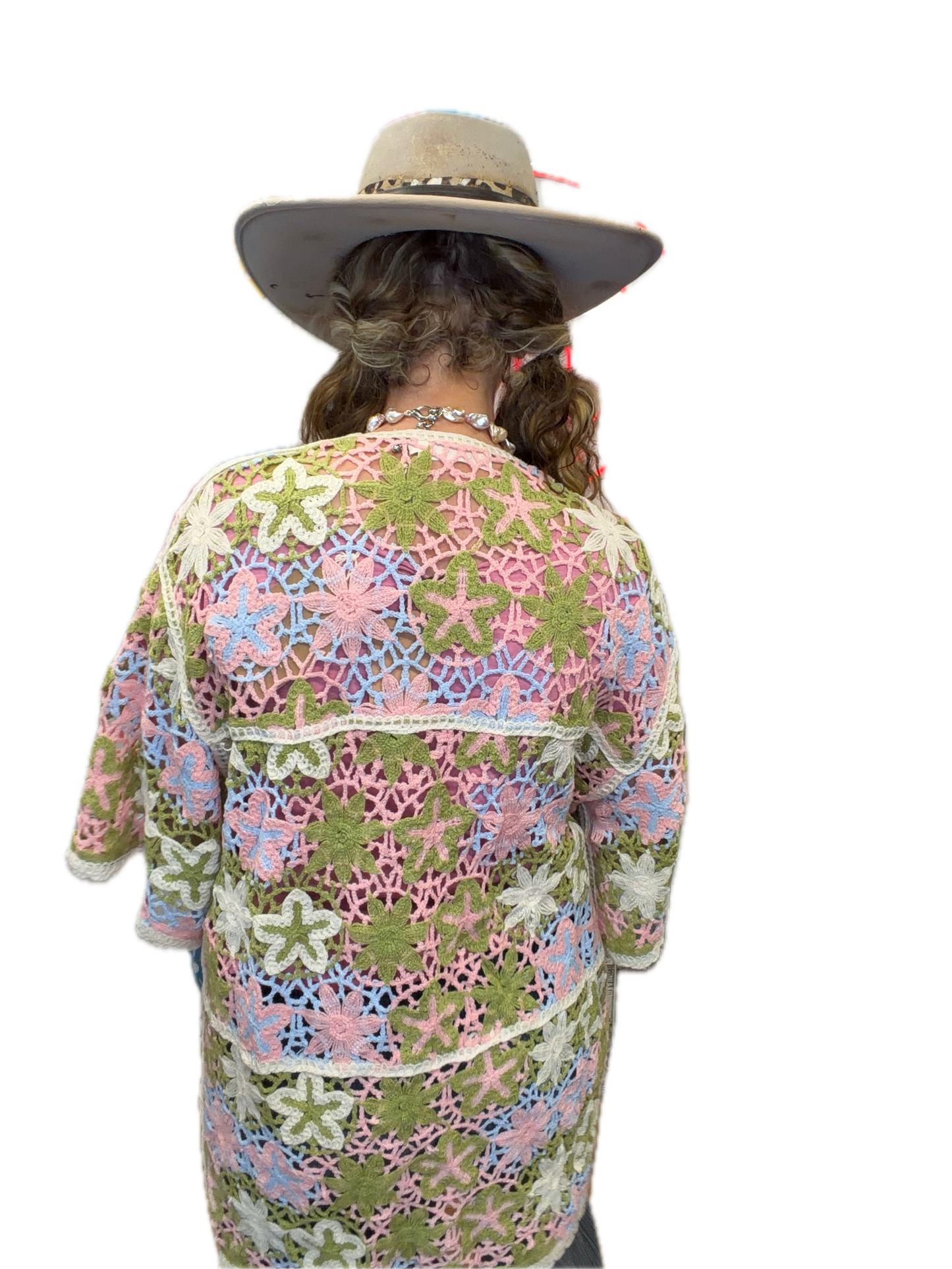 Boho Starfish Front Tie Cardigan (Pink and Green) *Final Sale*