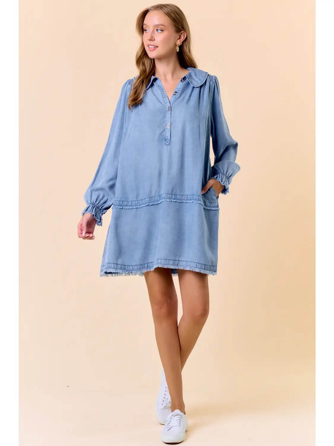 Peter Pan Collared Puff Dress (Lt. Denim) *Final Sale*