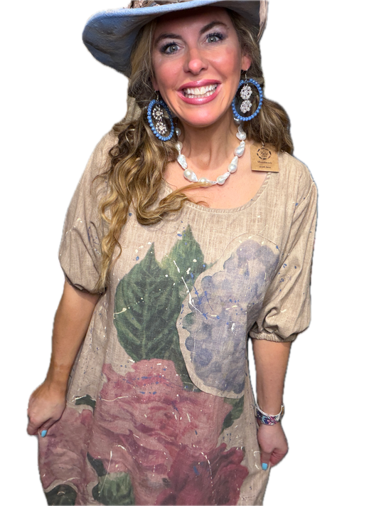 A Rare Bird- Linen Rose Dress