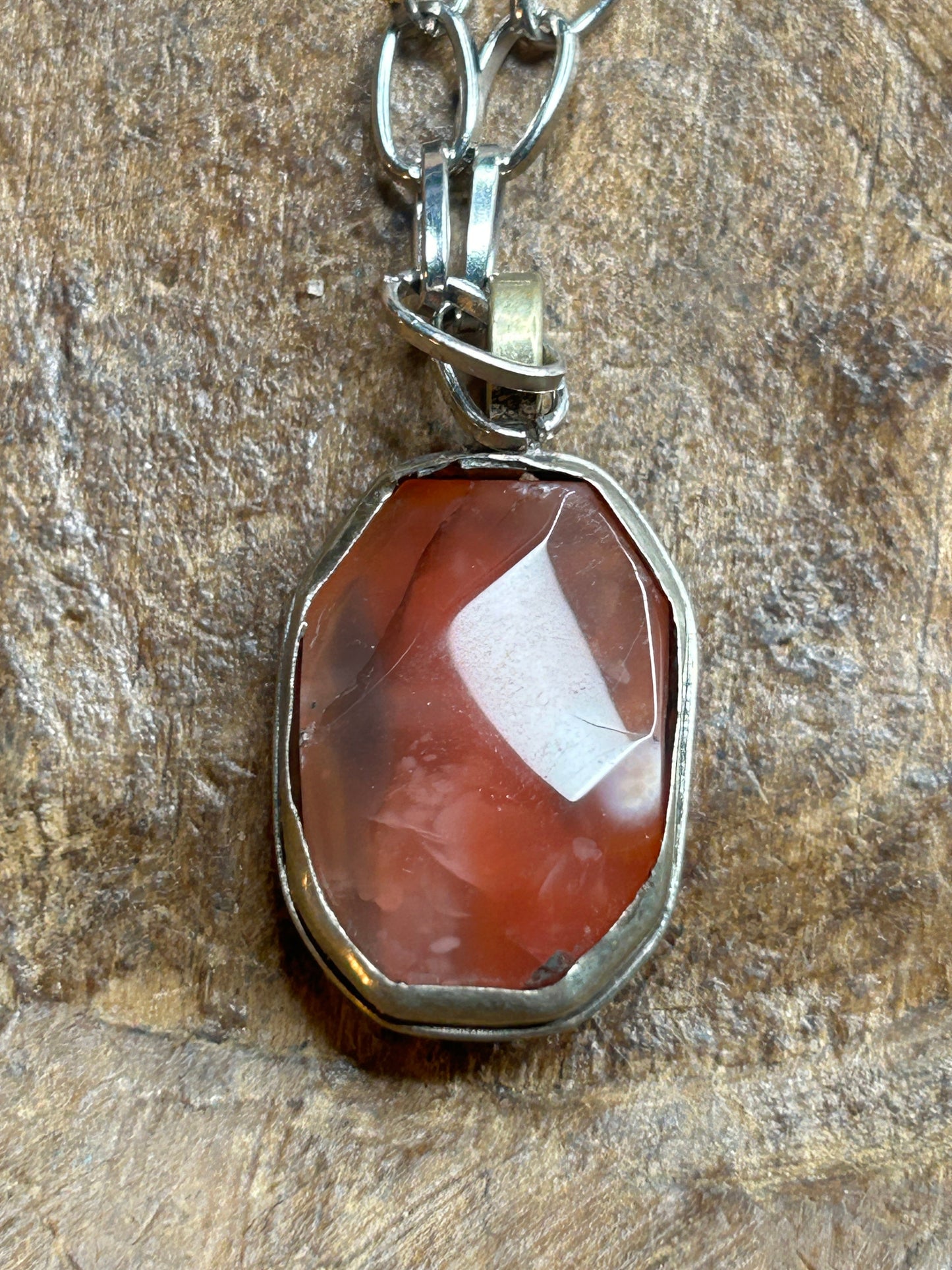 Dainty Soldered Pink/Red Agate Necklace
