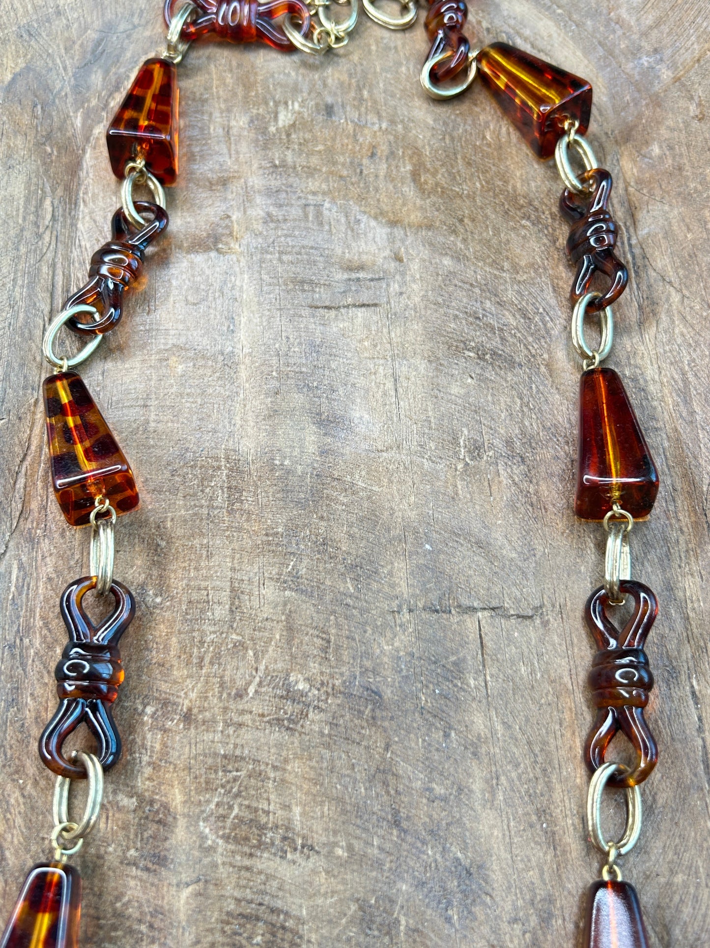 Long Leopard Print Resin Necklace
