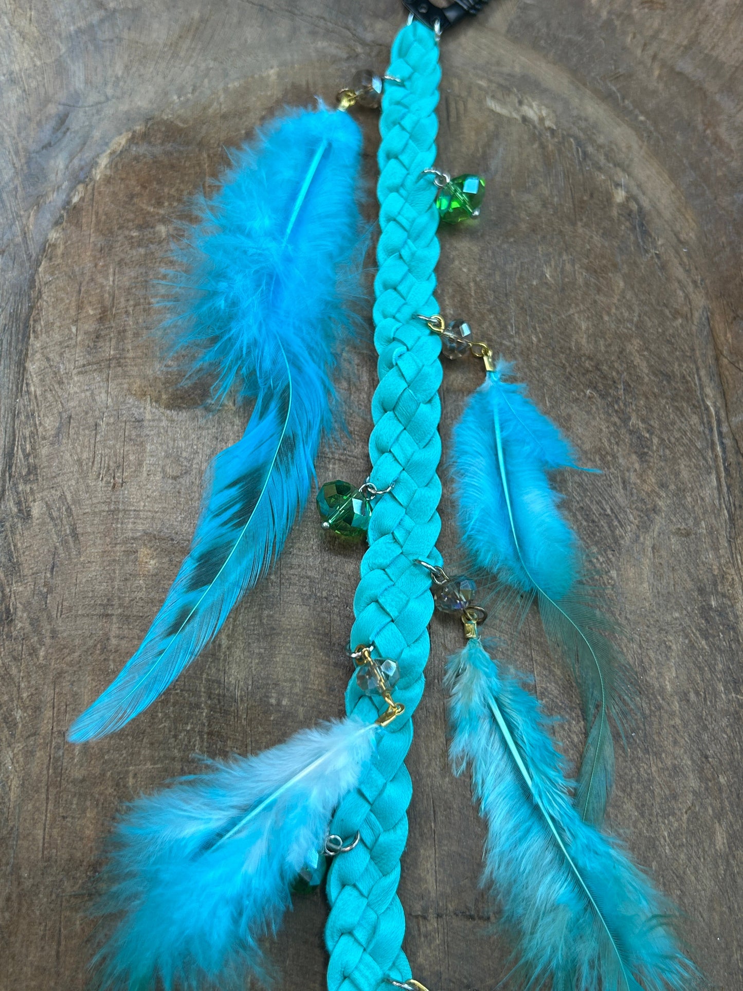 Turquoise Braided Feather Hair Clip