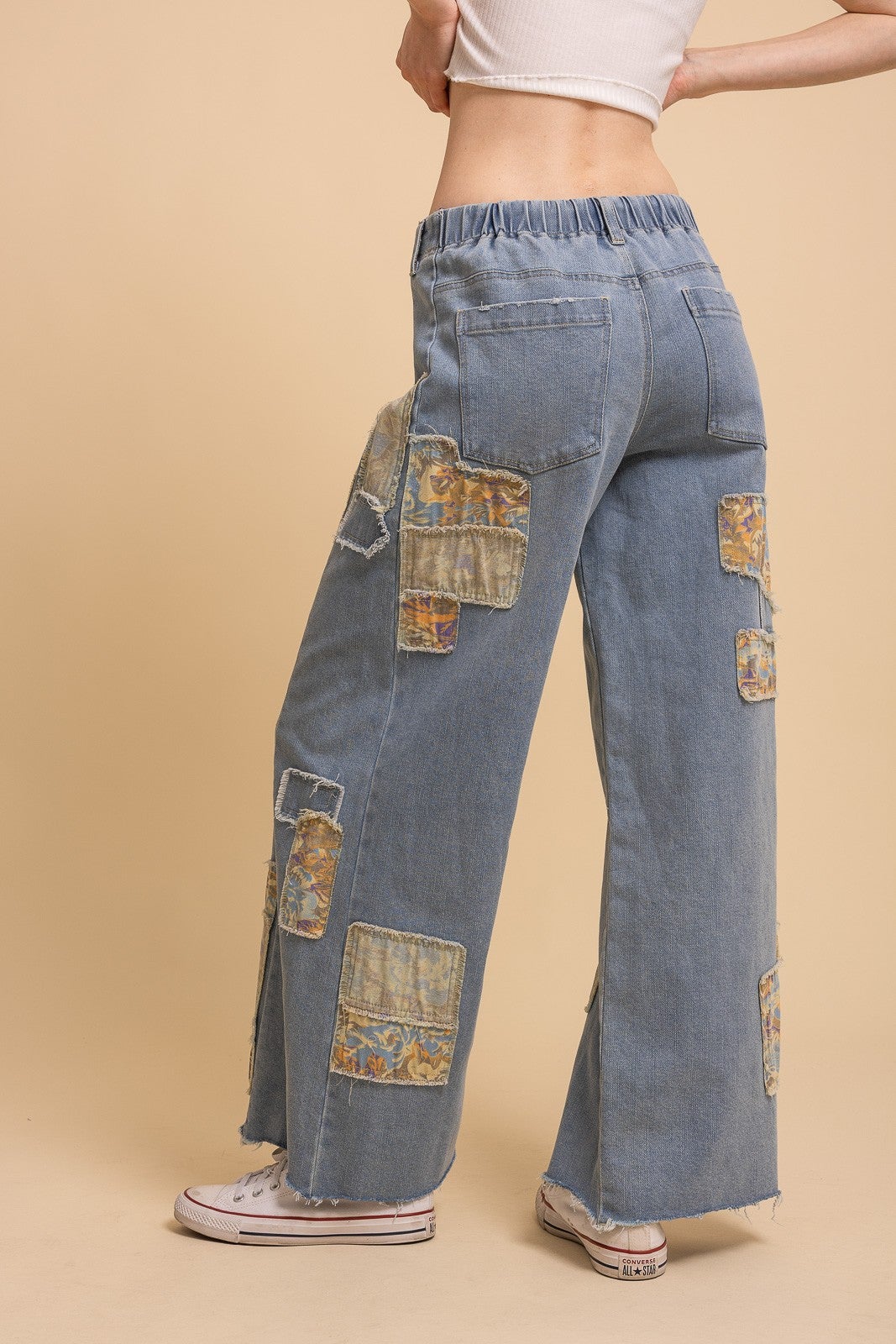 Bluevelvet- Wide-Leg Patchwork Jeans (Lt Denim)