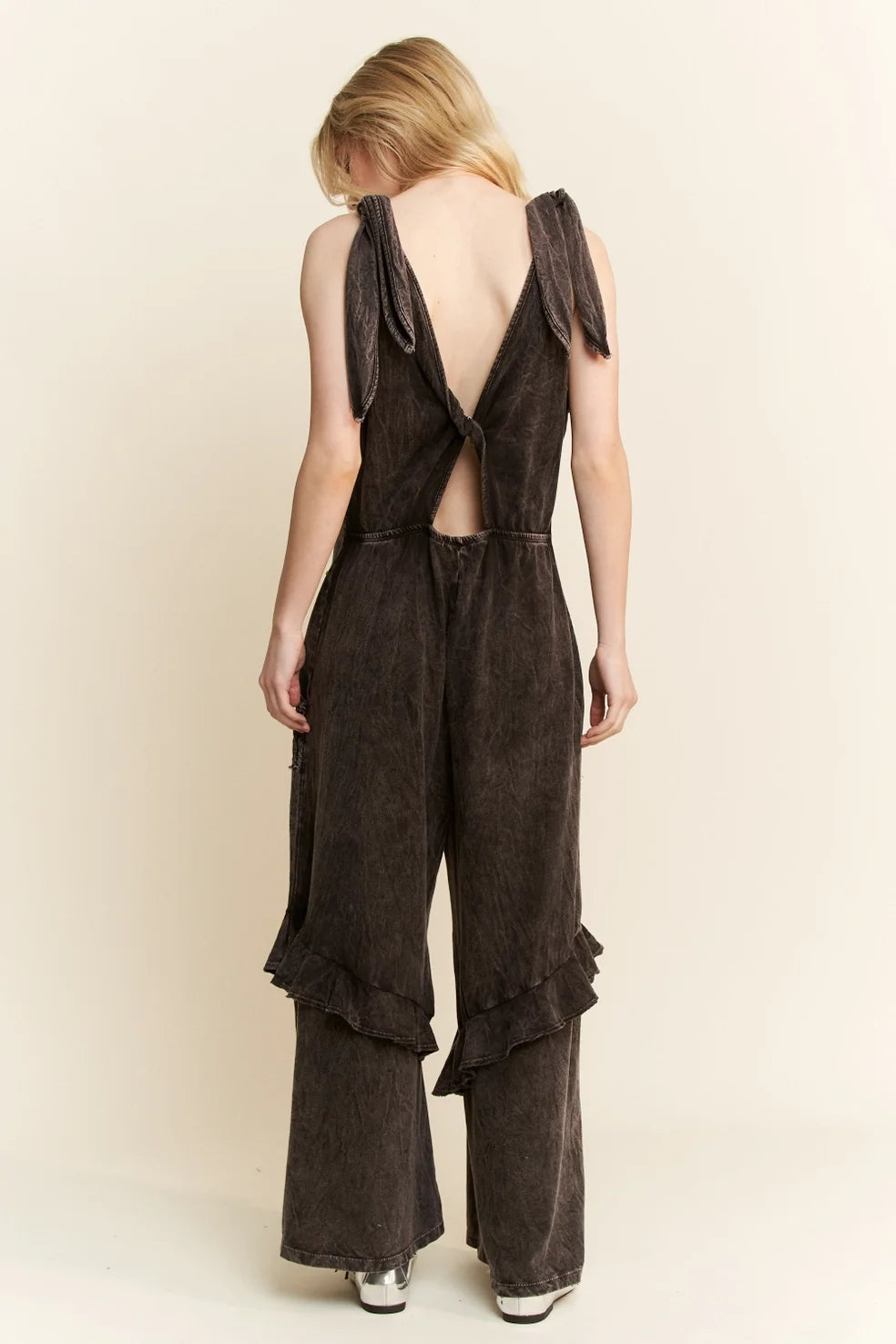 J Her- Mineral Washed Eyelet Pocket Jumpsuit (Ash Black)