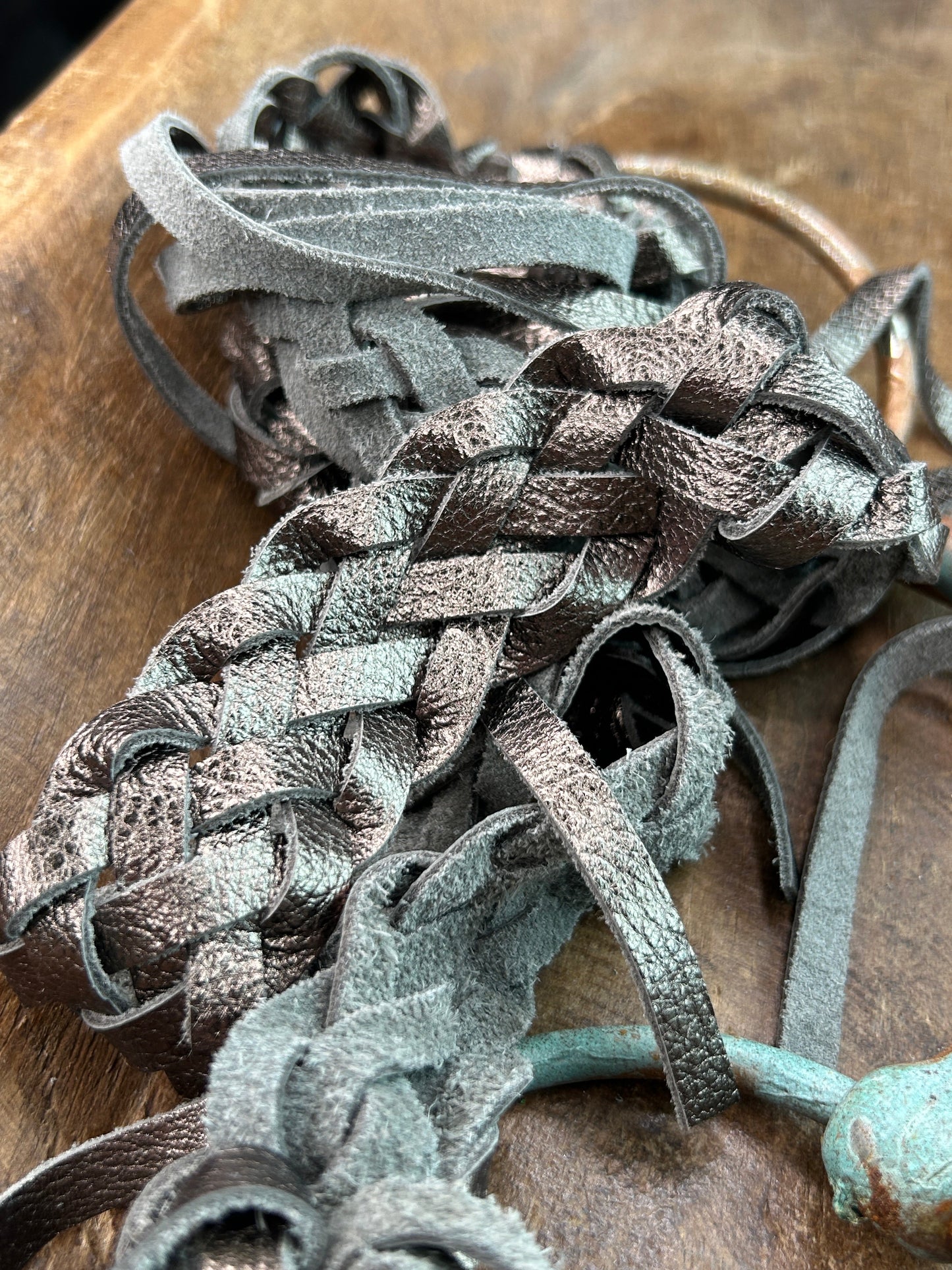 Rare Bird- Braided Leather Belt (Silver)