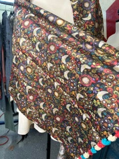 Paper Lace-Colorful Birds and Flowers Scarf