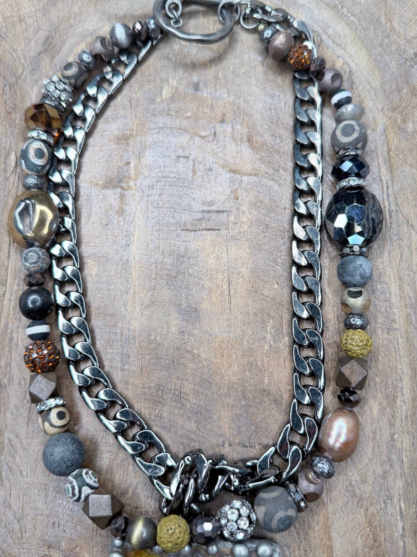 Art by Amy- Soldered Gothic Stone Rhinestone Necklace