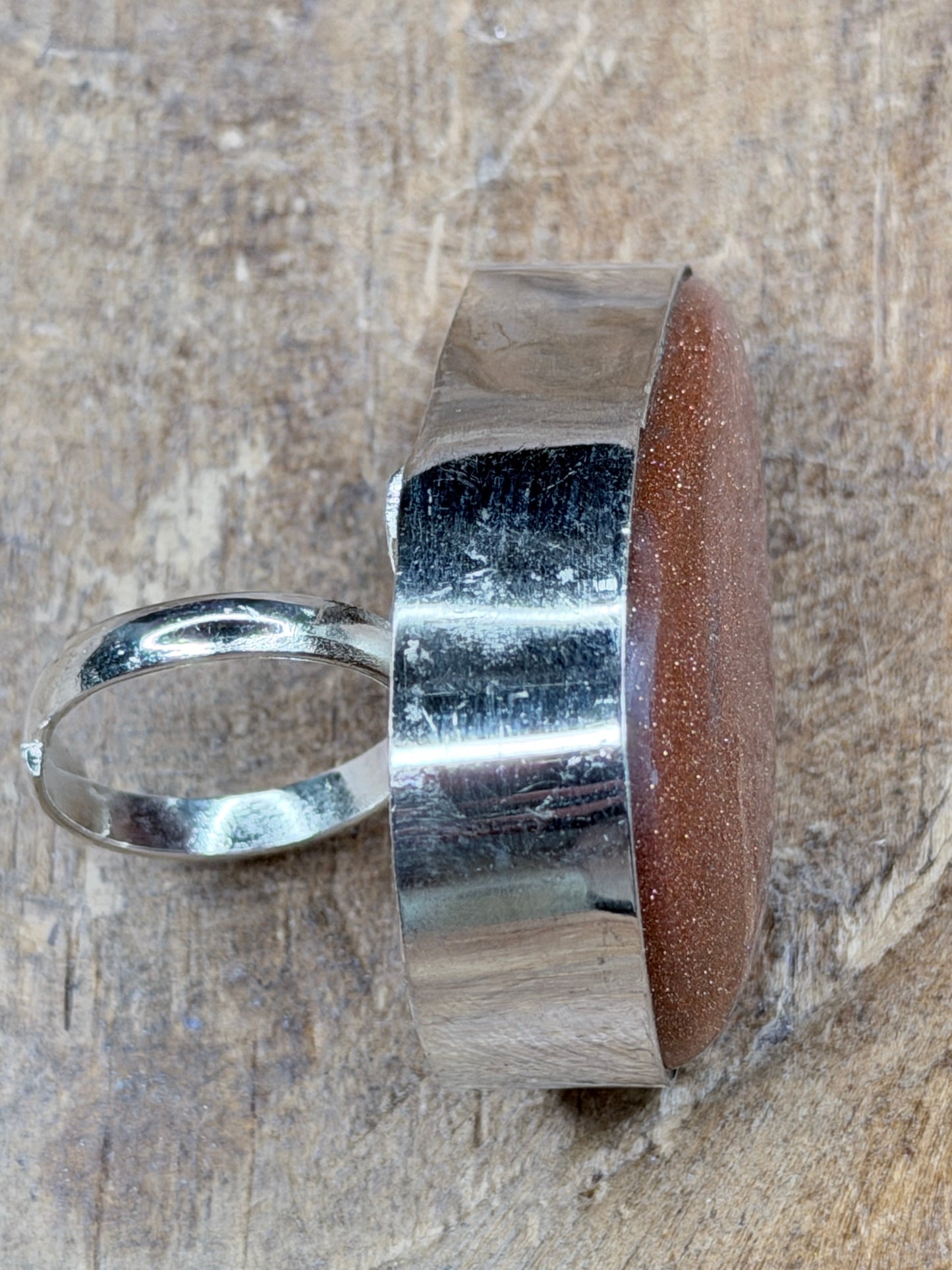 Claire German Silver Goldstone Teardrop Ring