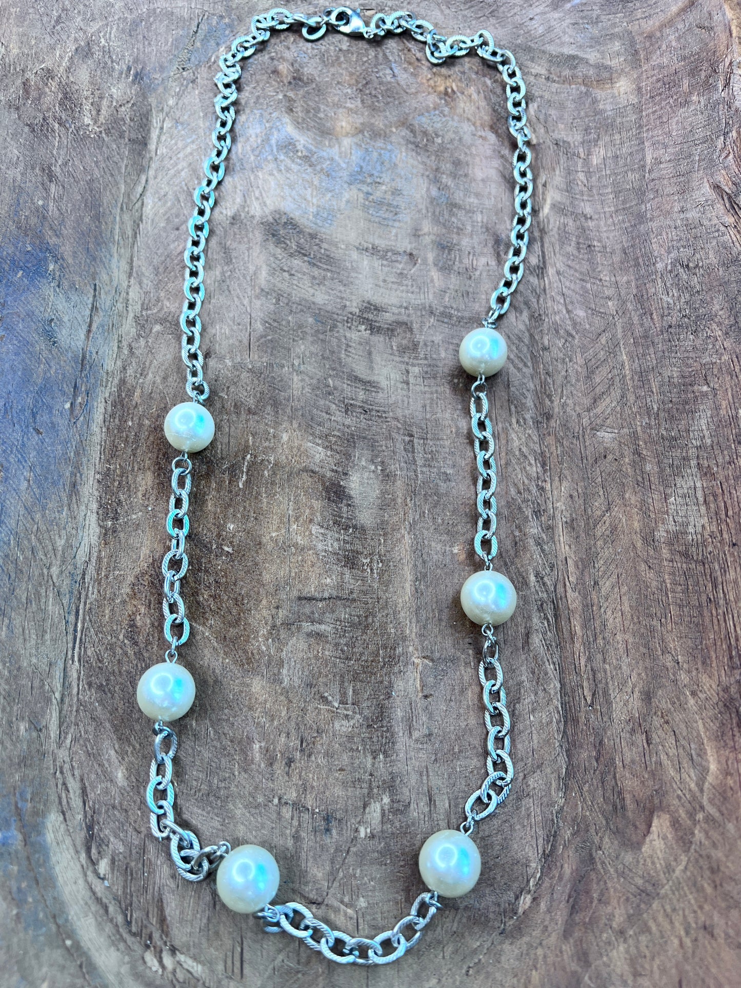 Art by Amy- Silver Pearl Necklace