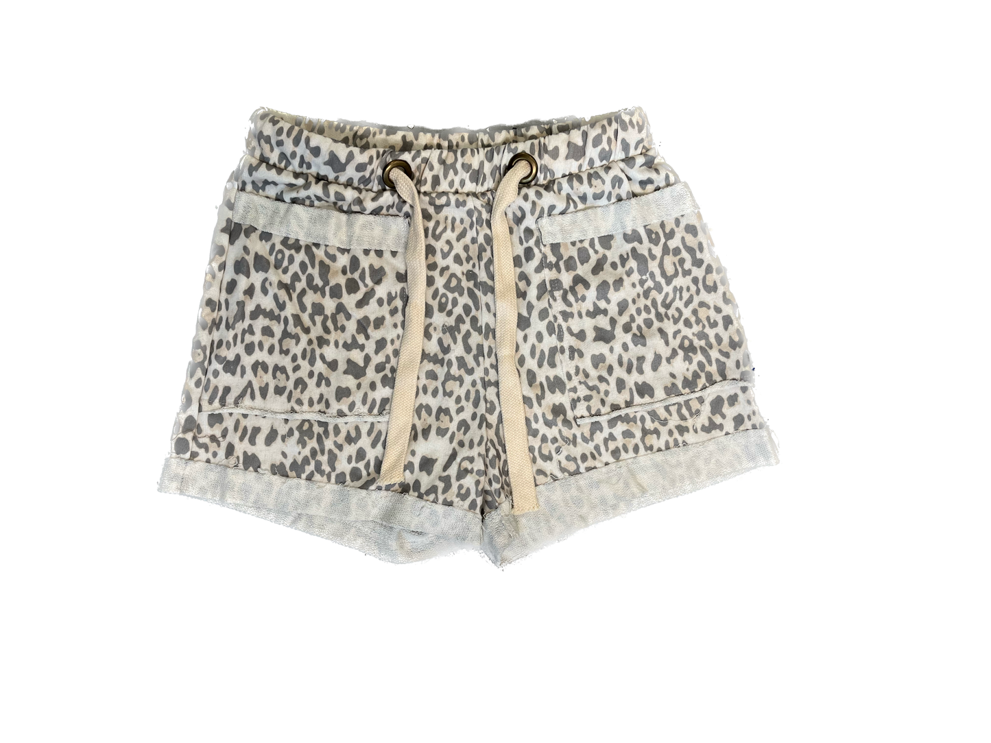 J Her- Mineral Washed Leopard Animal Print Shorts (Cream) *Final Sale*