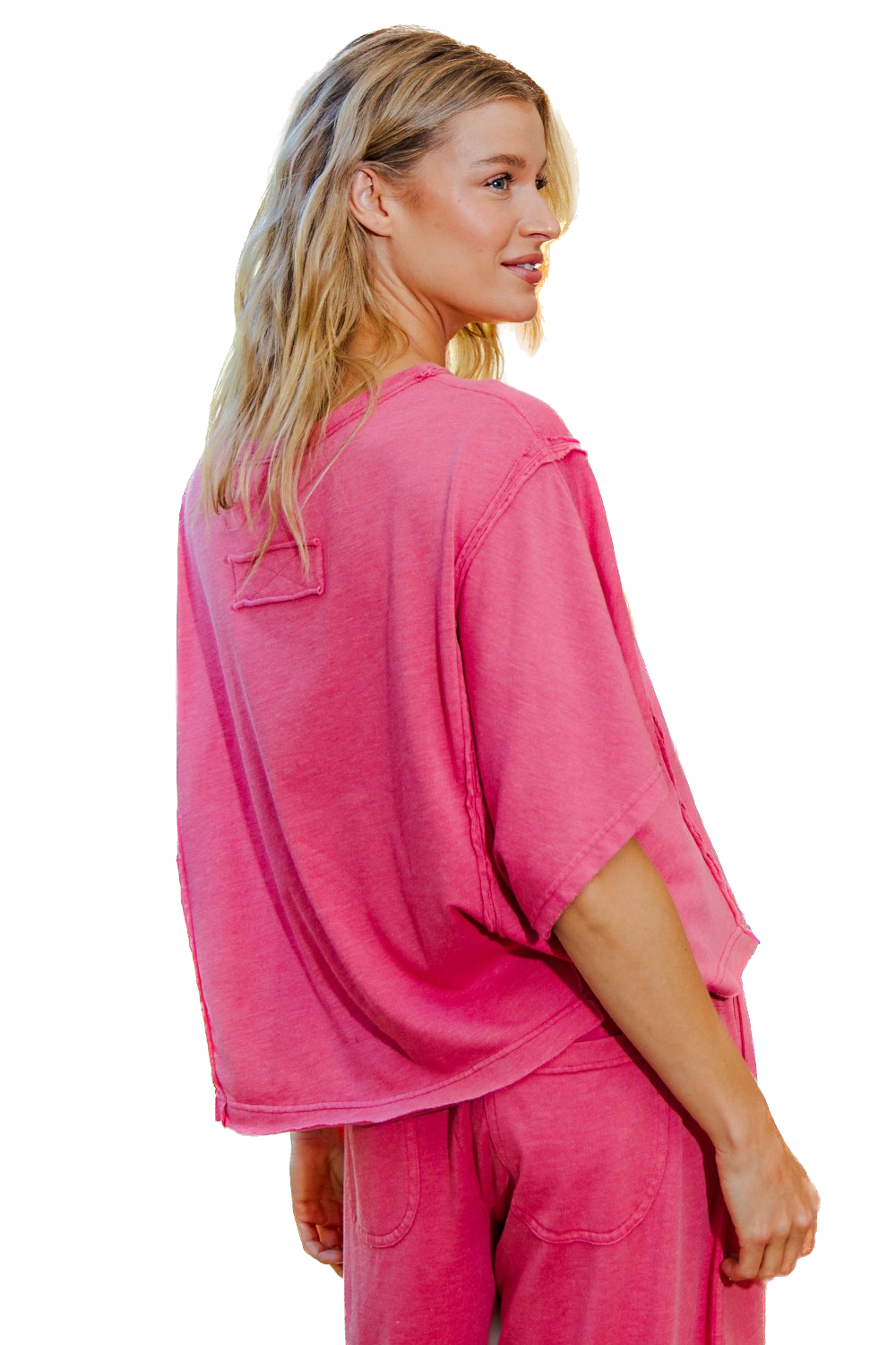 Mineral Washed Boxy Top (Strawberry)