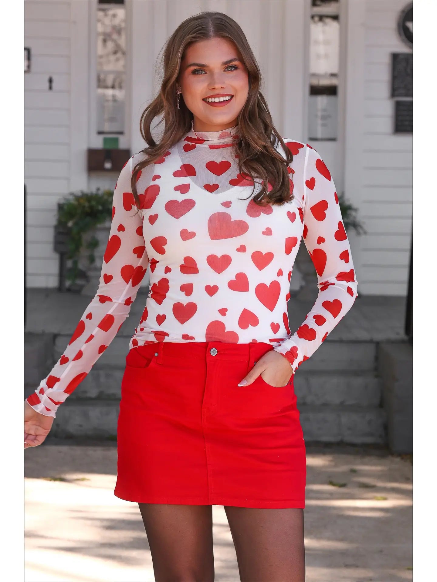 Keigan Mesh Top- Valentina Hearts *Final Sale*