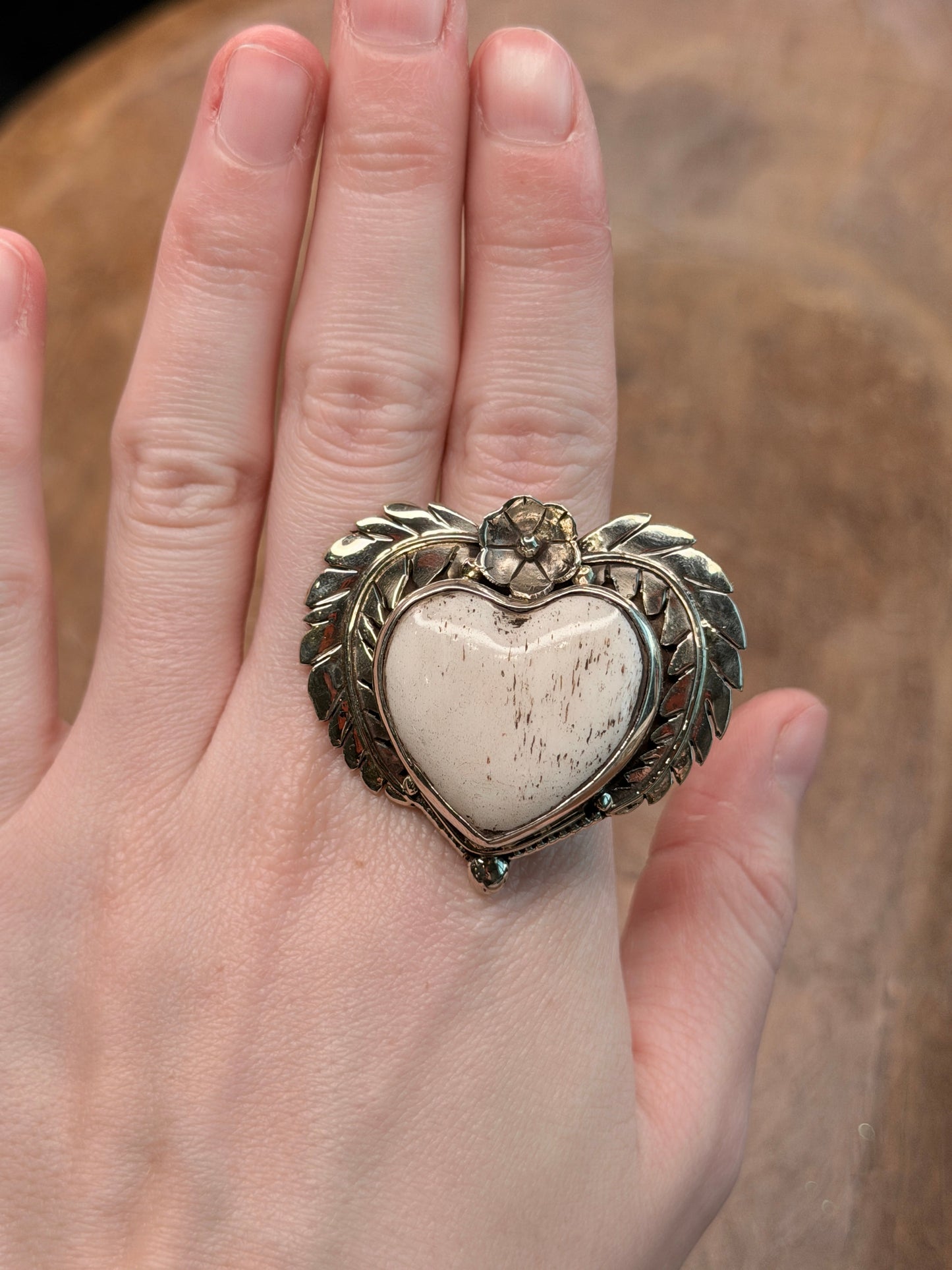 Tibetan Silver Dainty Bone Heart Ring