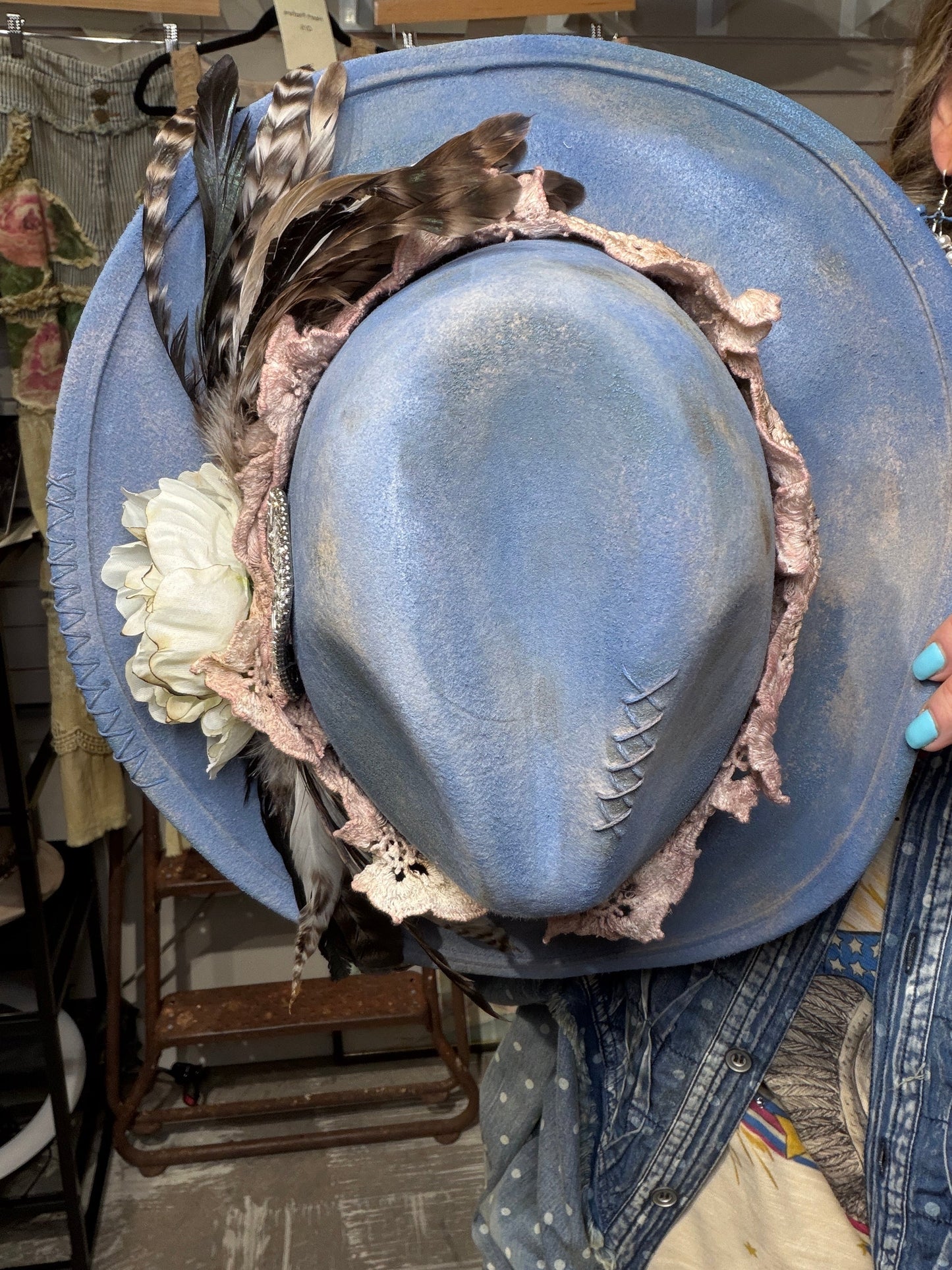 A Rare Bird- Denim and Diamond Hat