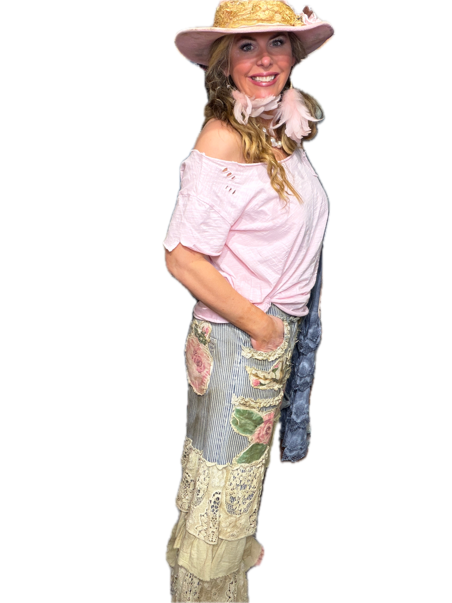 A Rare Bird -Rose Ticking Pant