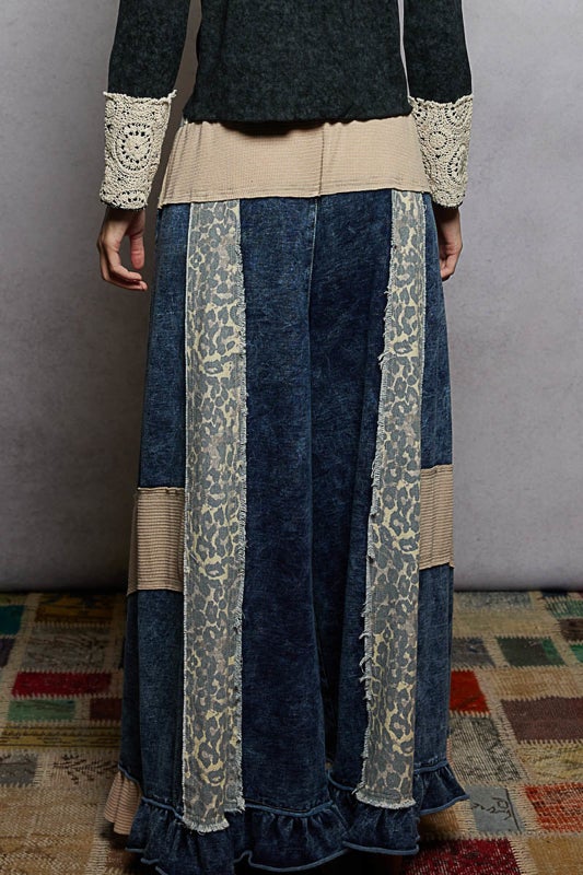 POL- French Terry Ruffle Hem Pants (Indigo)