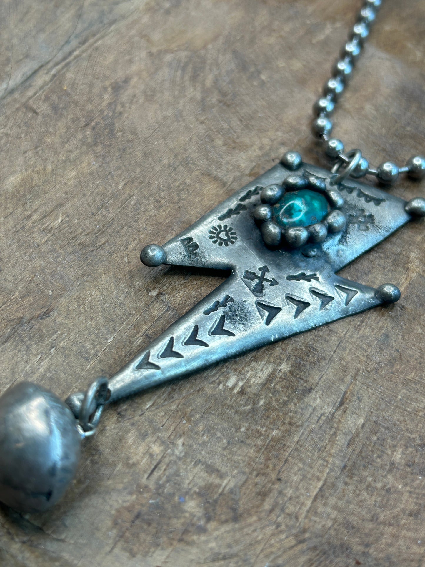 Art By Amy- Turquoise Lightning Bolt Necklace