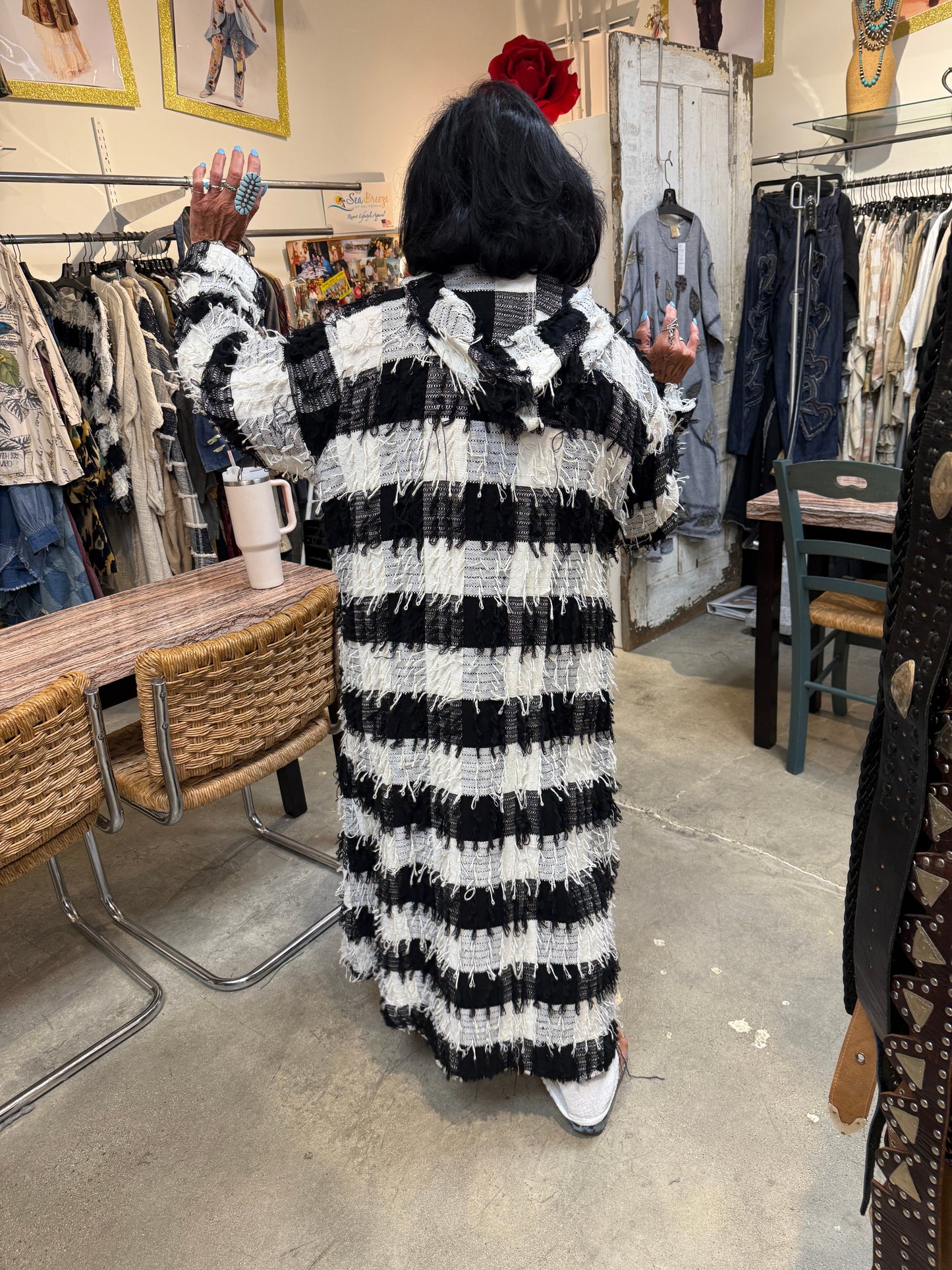 Paper Lace-Shaggy Black and White Jacket