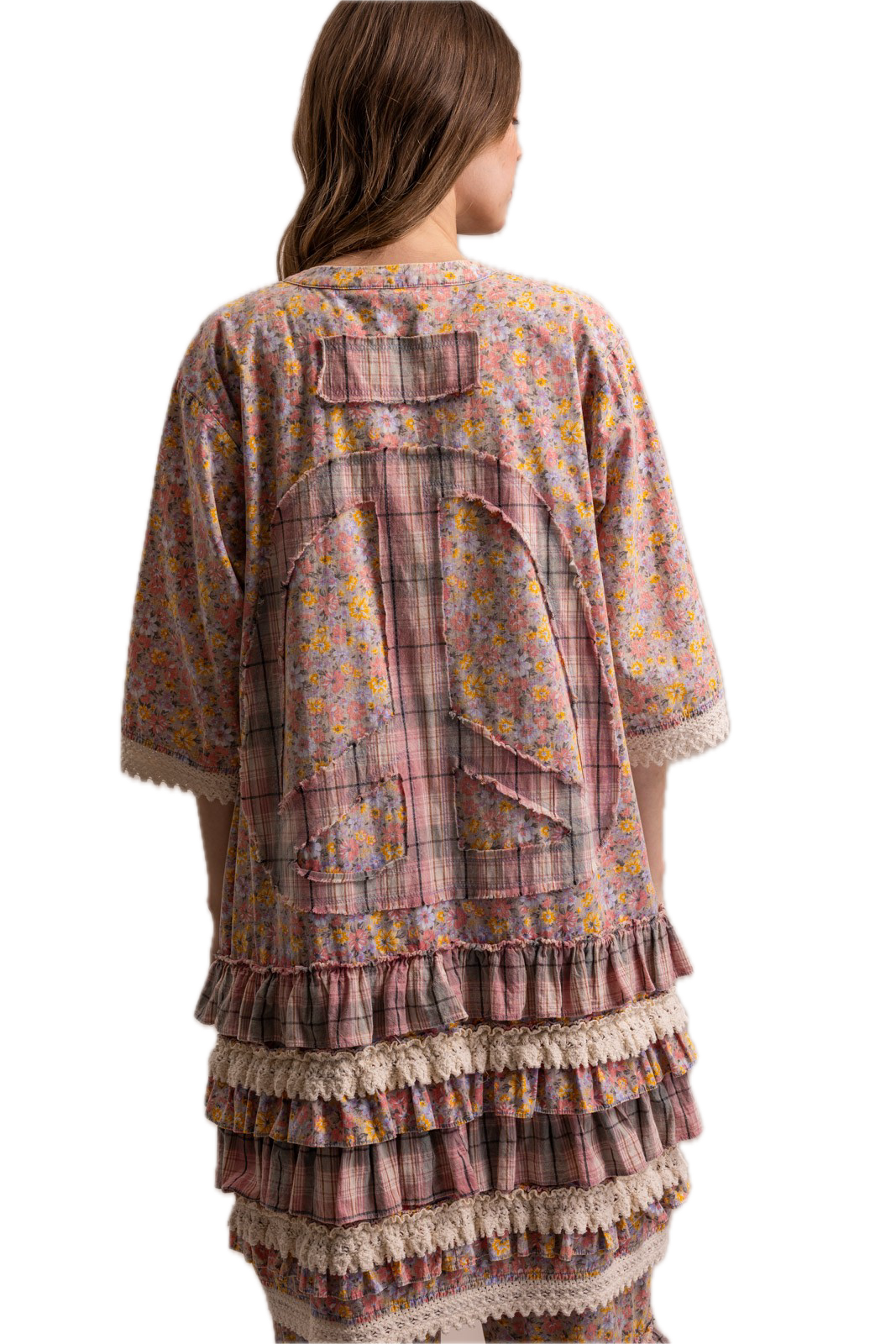 Blue Velvet- Peace & Patchwork Tiered Ruffle Duster final sale