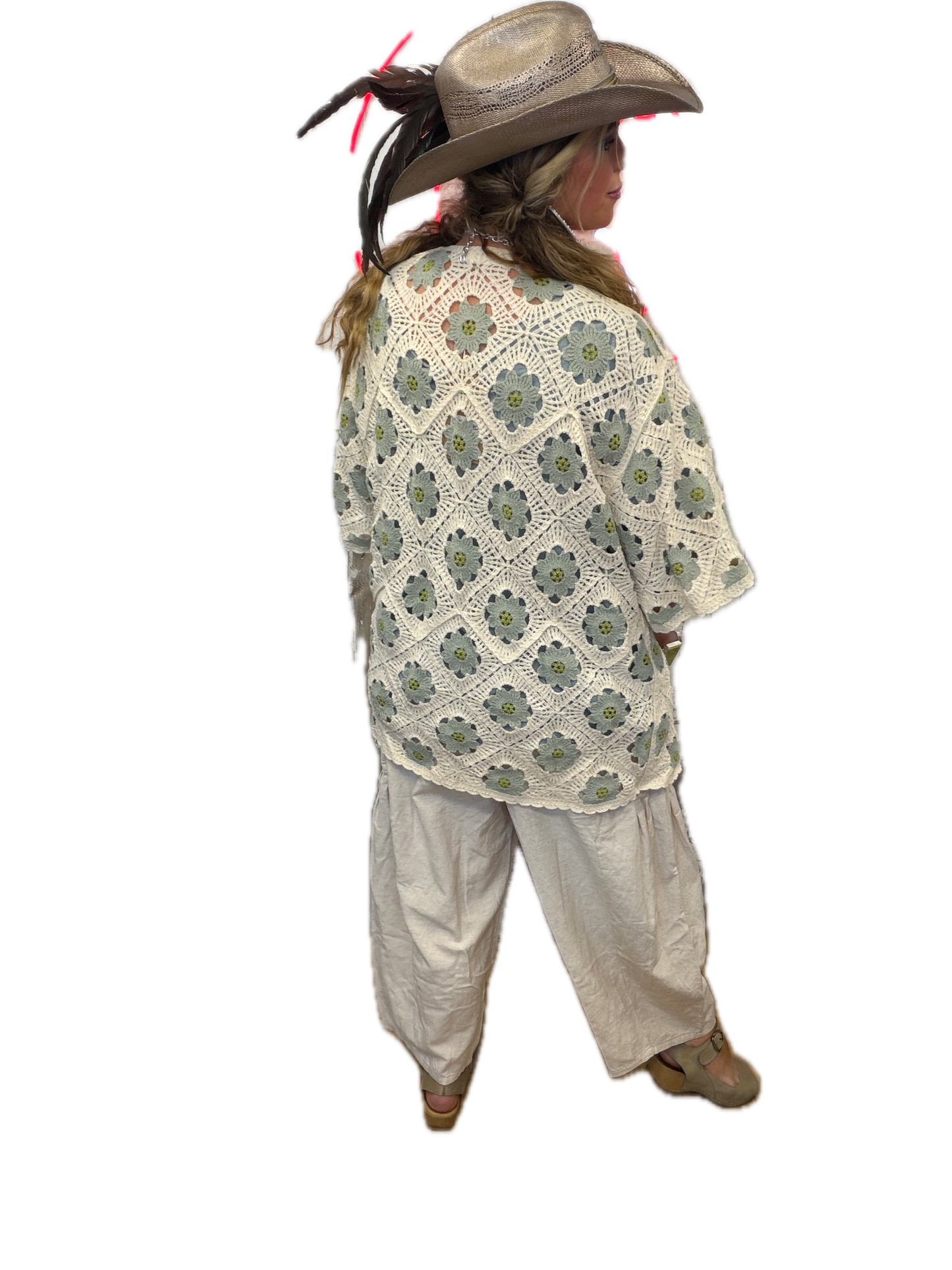 Petunia Short Crochet Cardigan (Sage)
