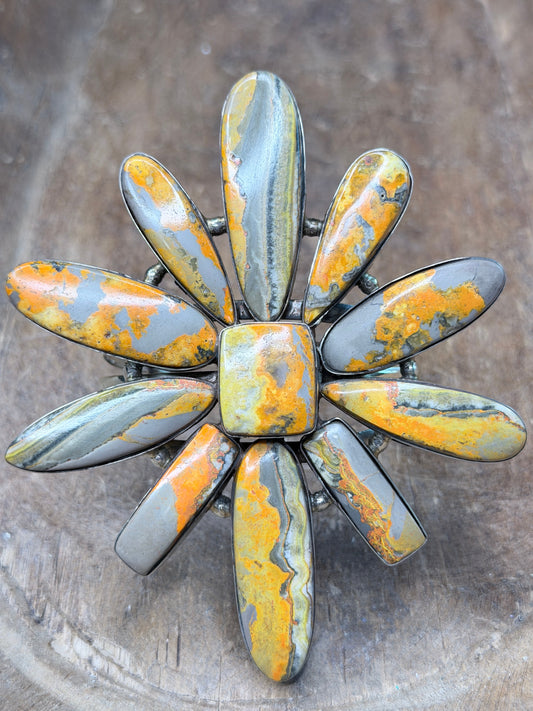 German Silver Bumble Bee Jasper Cuff (B)