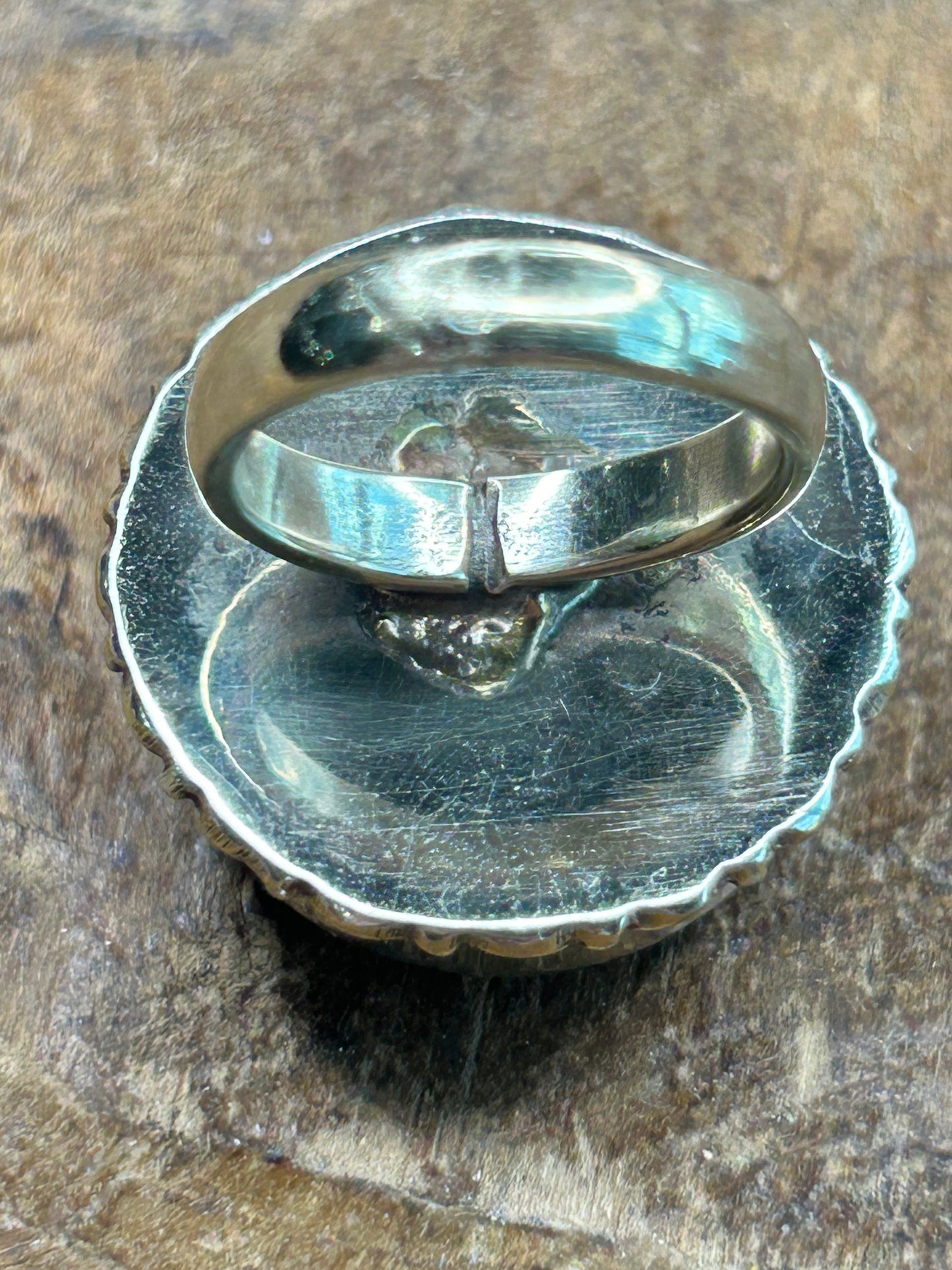 German Silver Small Orange Agate Ring