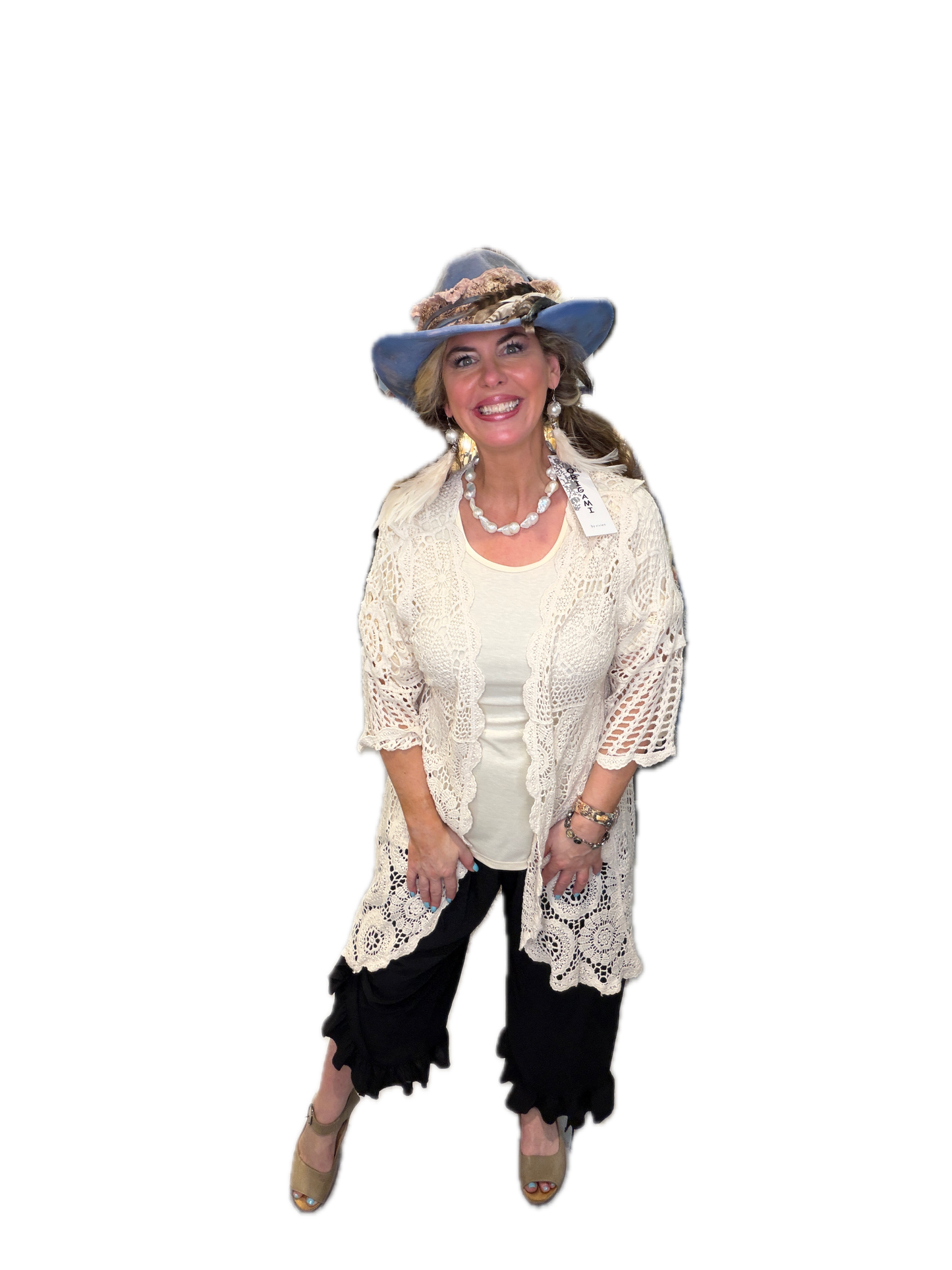 Origami- Lace 3/4 Sleeve Top (BEIGE) (Final Sale) *Final Sale*