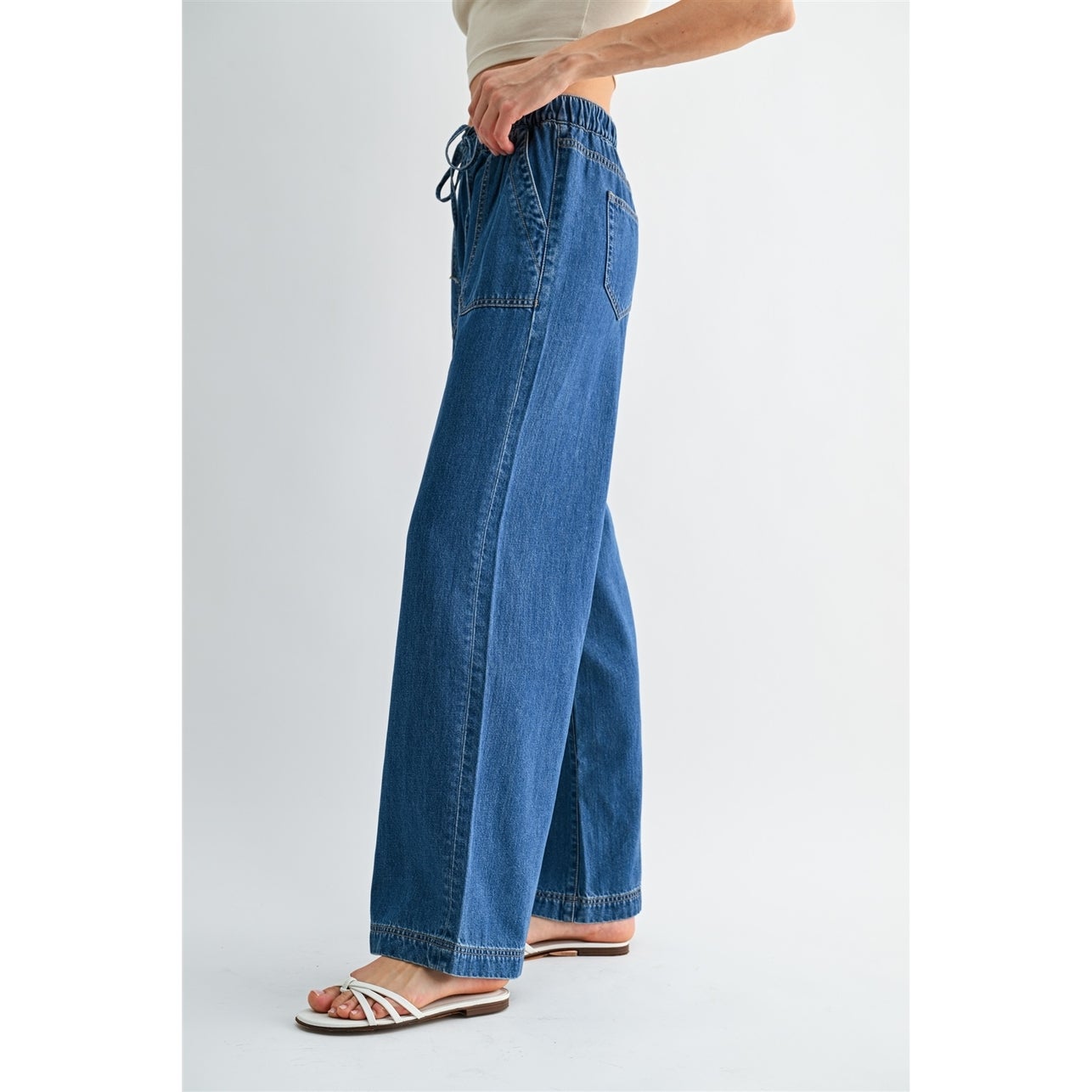 High Rise Wide Leg Joggers (Matisse Indigo)
