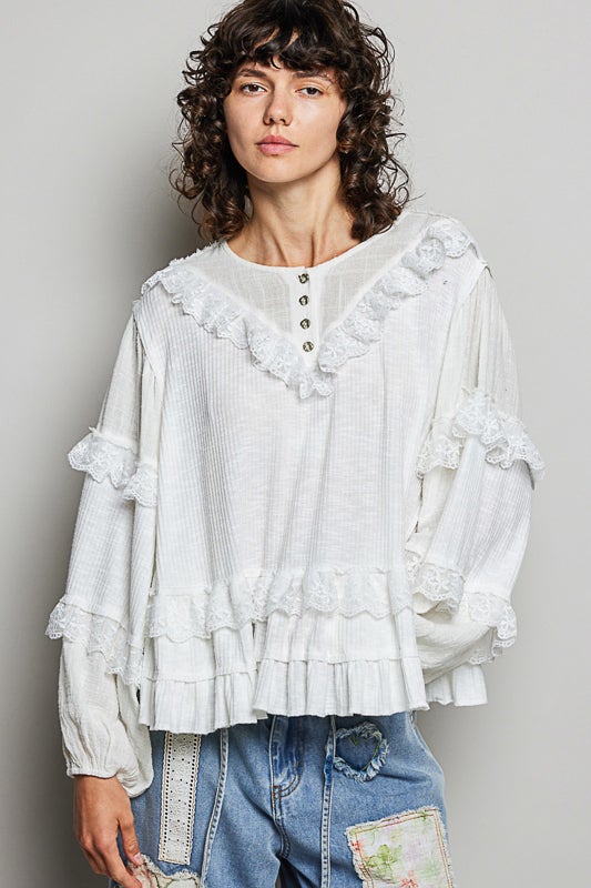 POL- Ruffled Top *Final Sale* (Off White)