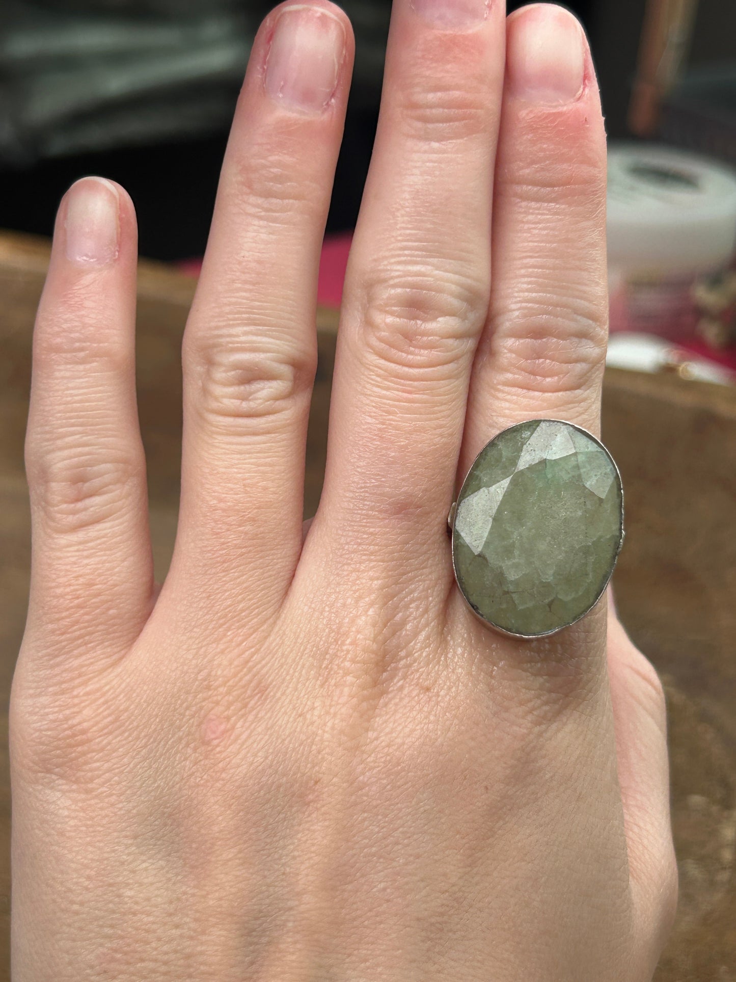 German Silver Dainty Aquamarine Ring