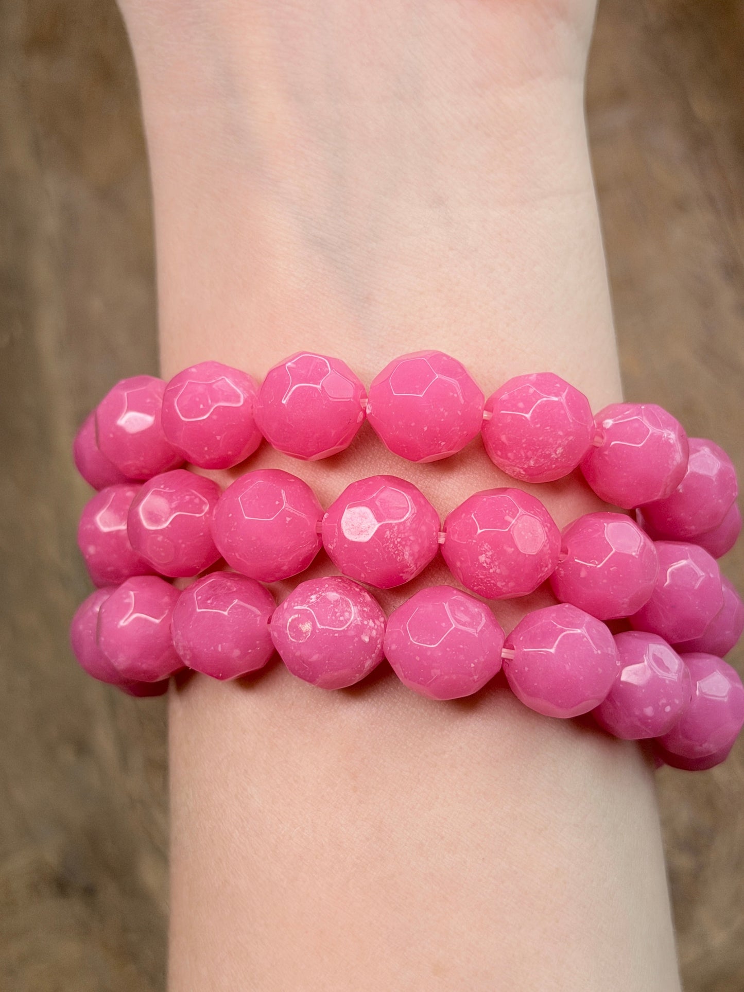 Pink Acrylic Beaded Bracelet Stack