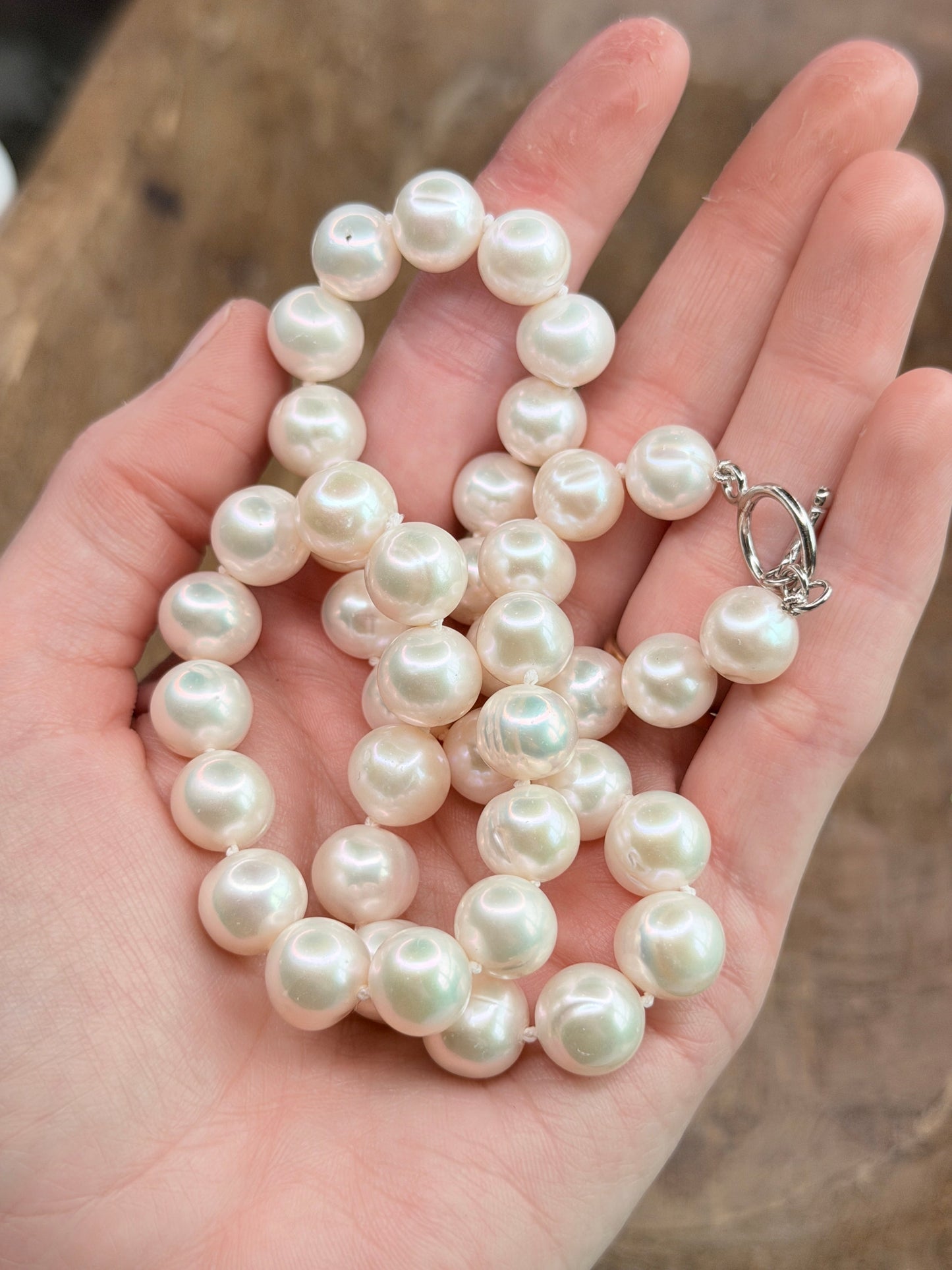 Round Cream Pearl Coated Necklace