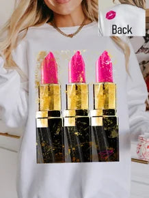PREORDER Pretty Pink Lipstick Sweatshirt (White)  *Final Sale*