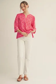 Jodifl- Color Contrast Medallion Top (Orchid Mix)