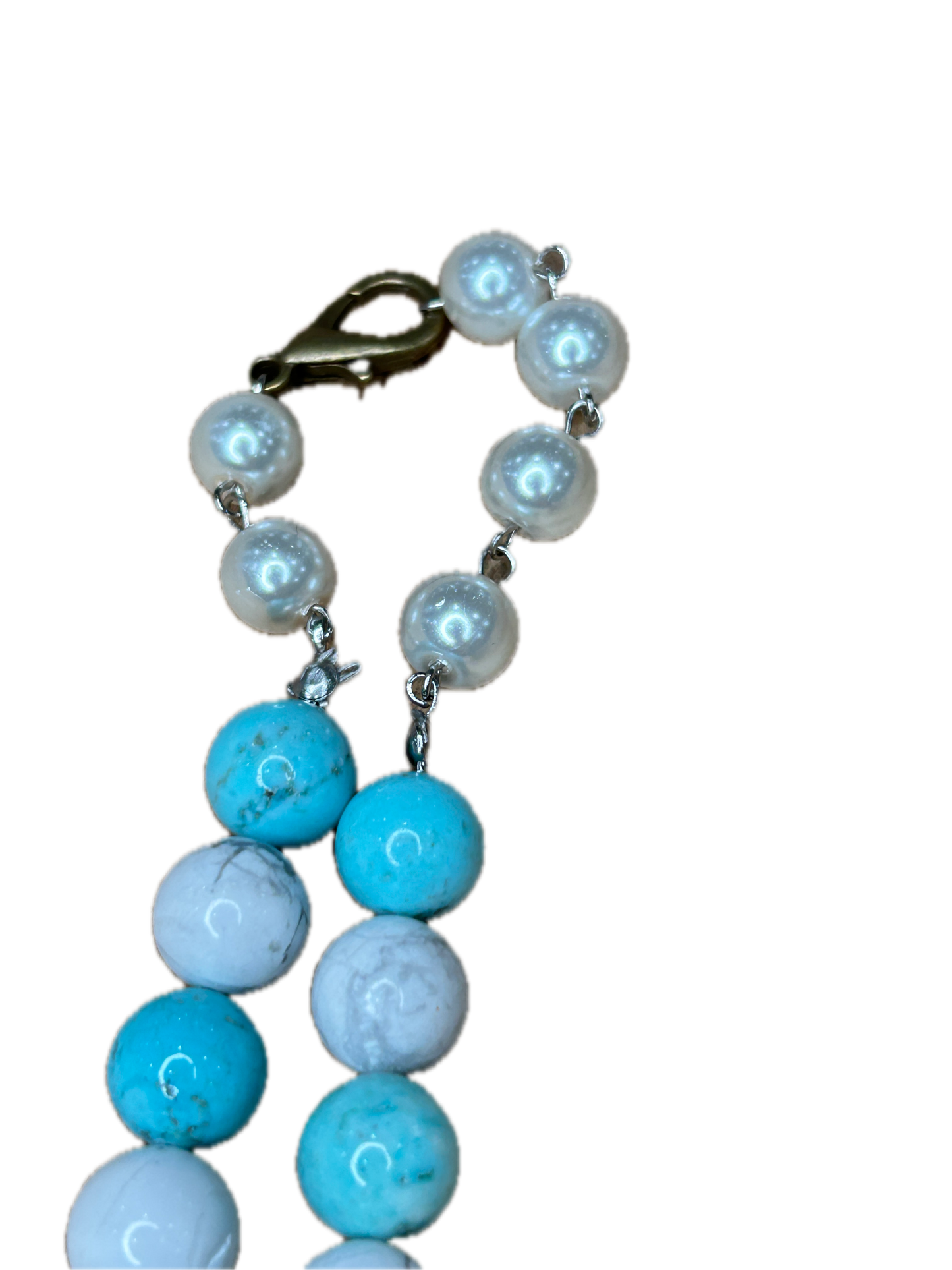Floral Beach Necklace (Robin's Egg Blue/White/Red)- ERR ORIGINAL